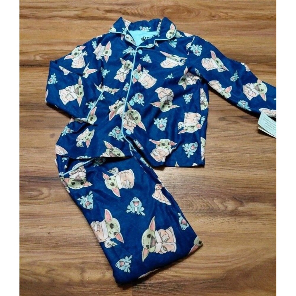 Star Wars: The Mandalorian The Child 2pc Coat Pajama Set - Blue XS 4/5